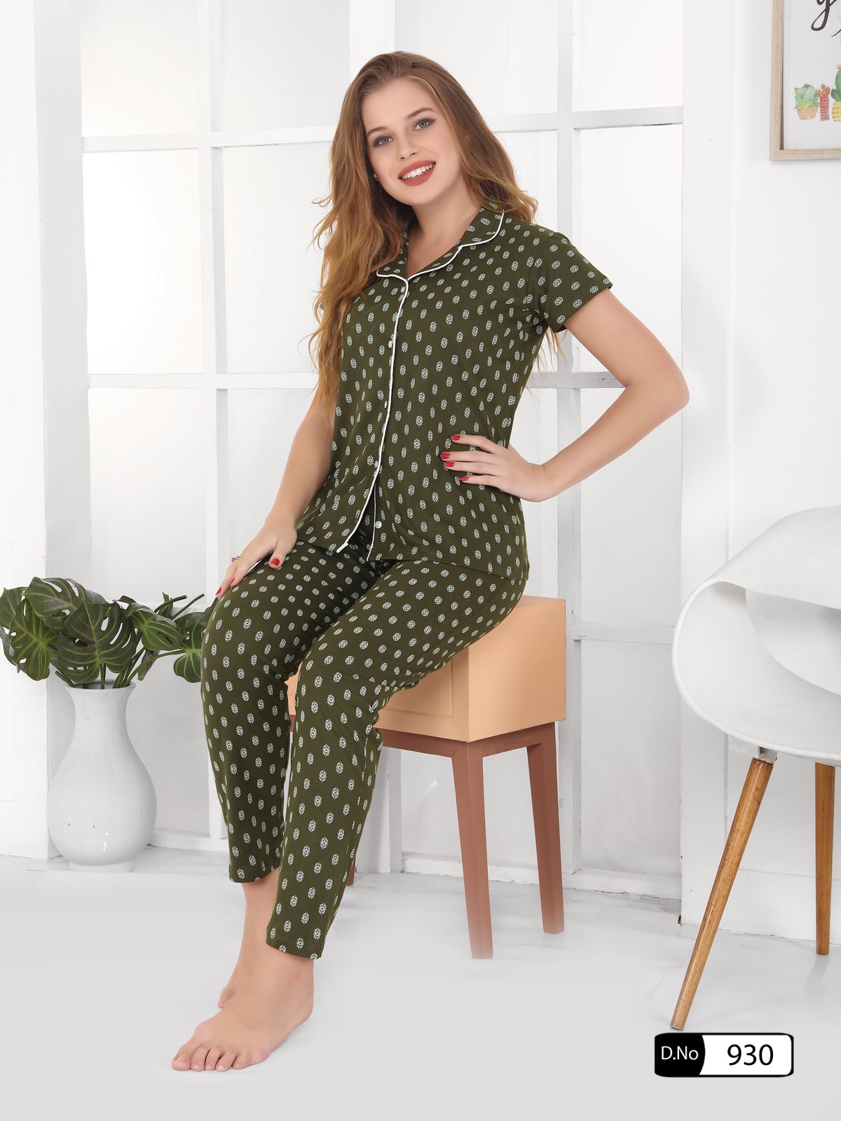 Collar 72 Hosiery Cotton Printed Night Wear Night Suits Collection
